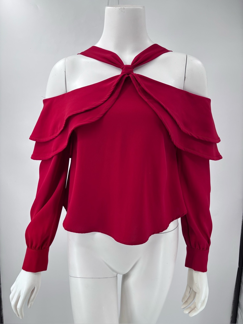 Gracia Red Sailor-Collar Blouse with Back Tie